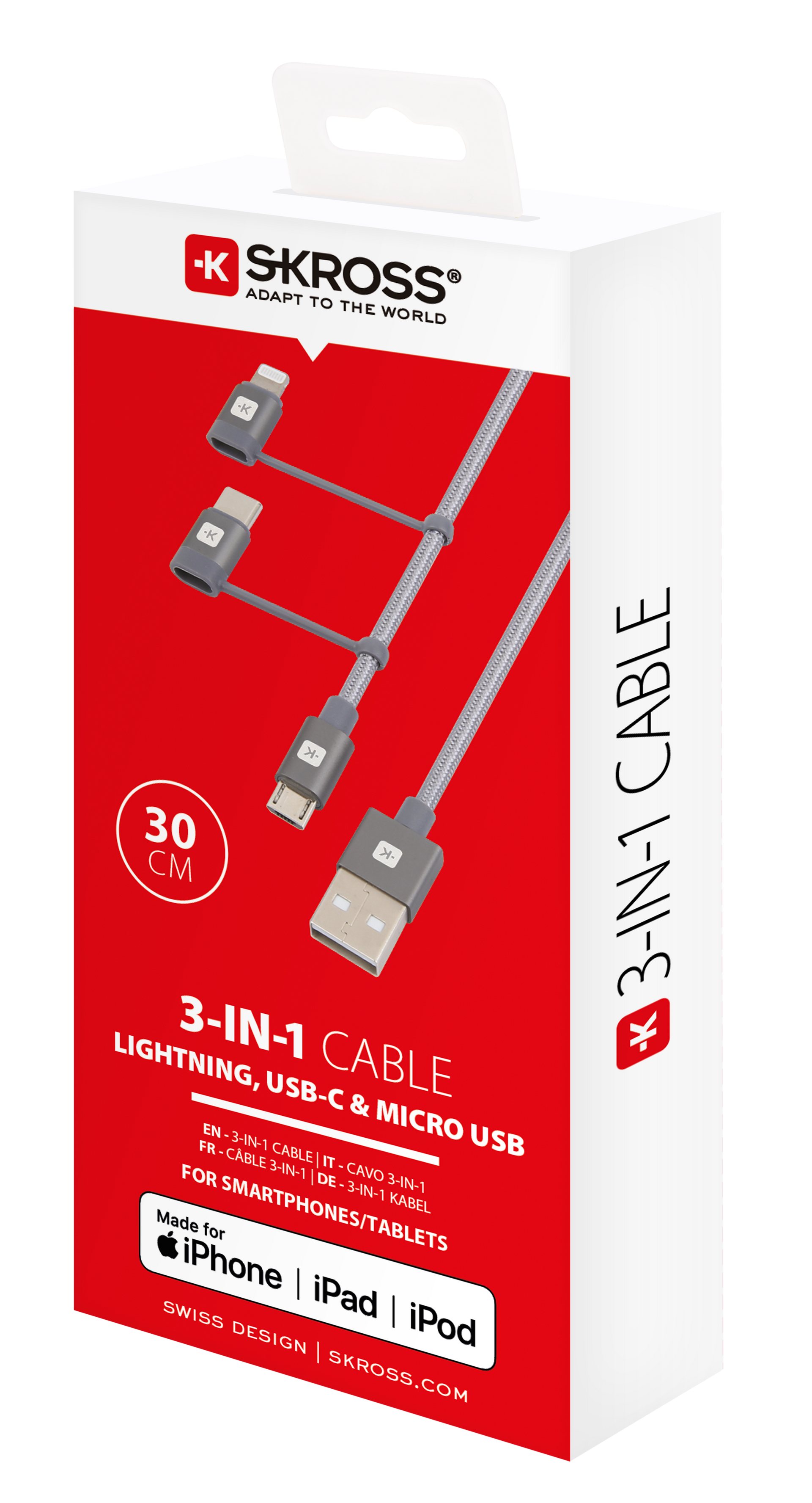 Skross 3-in-1 Premium Charging Cable packaging
