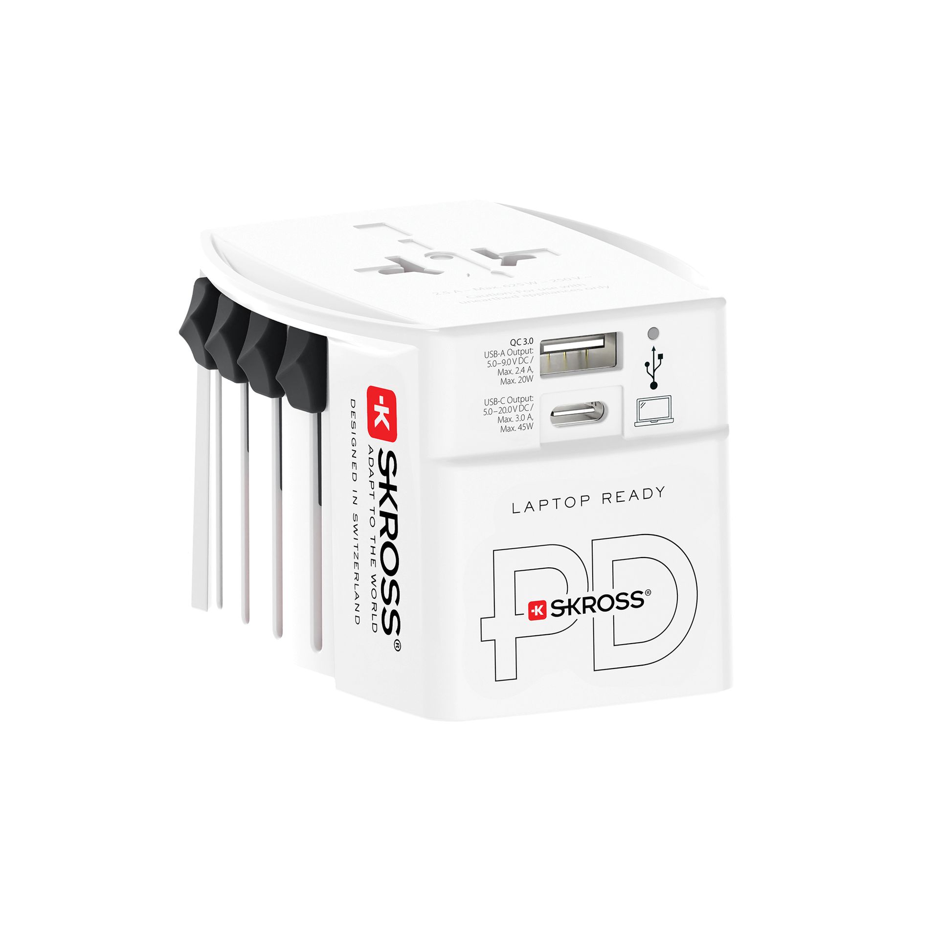 Skross power delivery MUV USB AC45PD 2-pole earthed world travel adapter