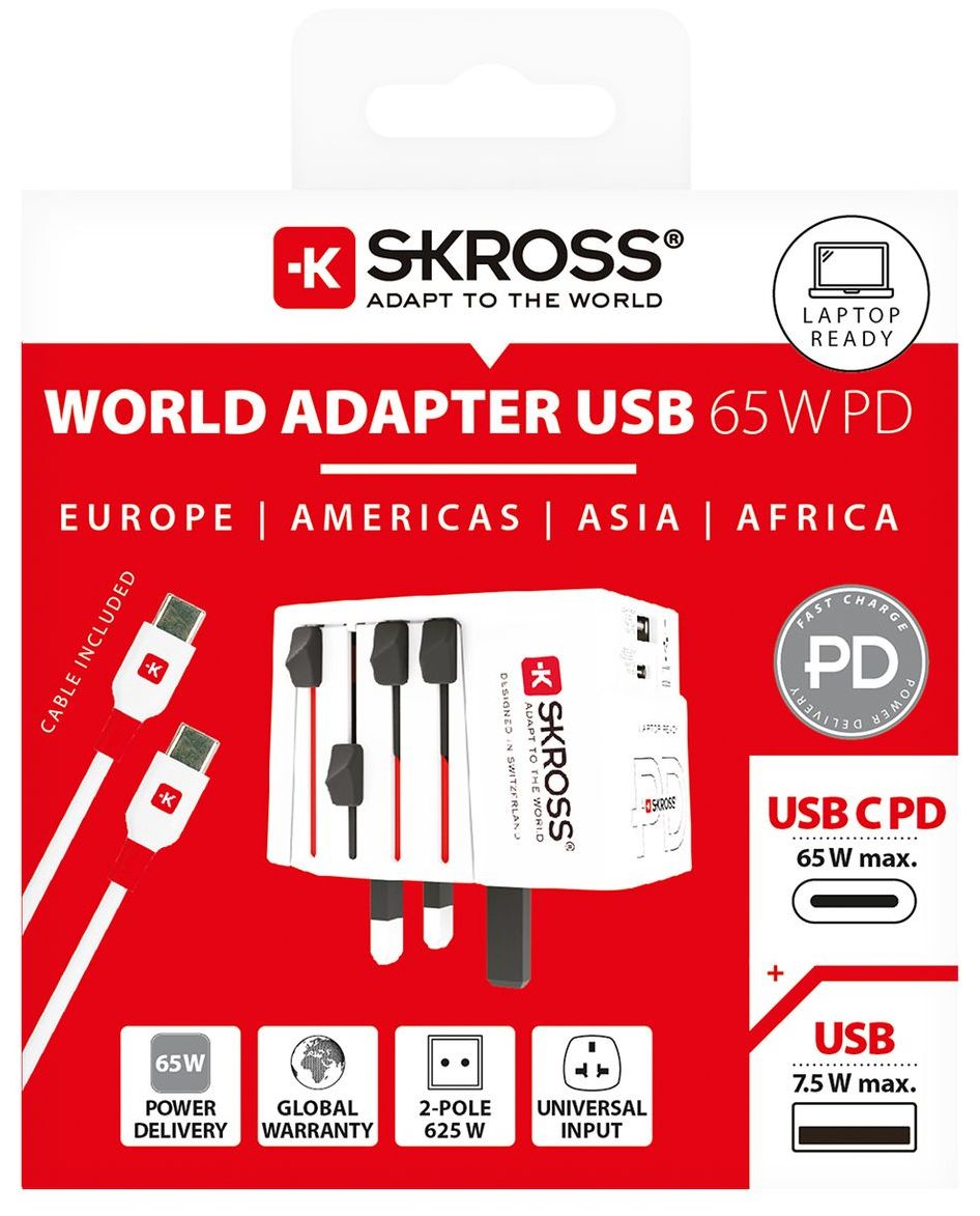 Skross 2-Pole MUV USB AC65PD Travel Adapter Packaging SKR-0245