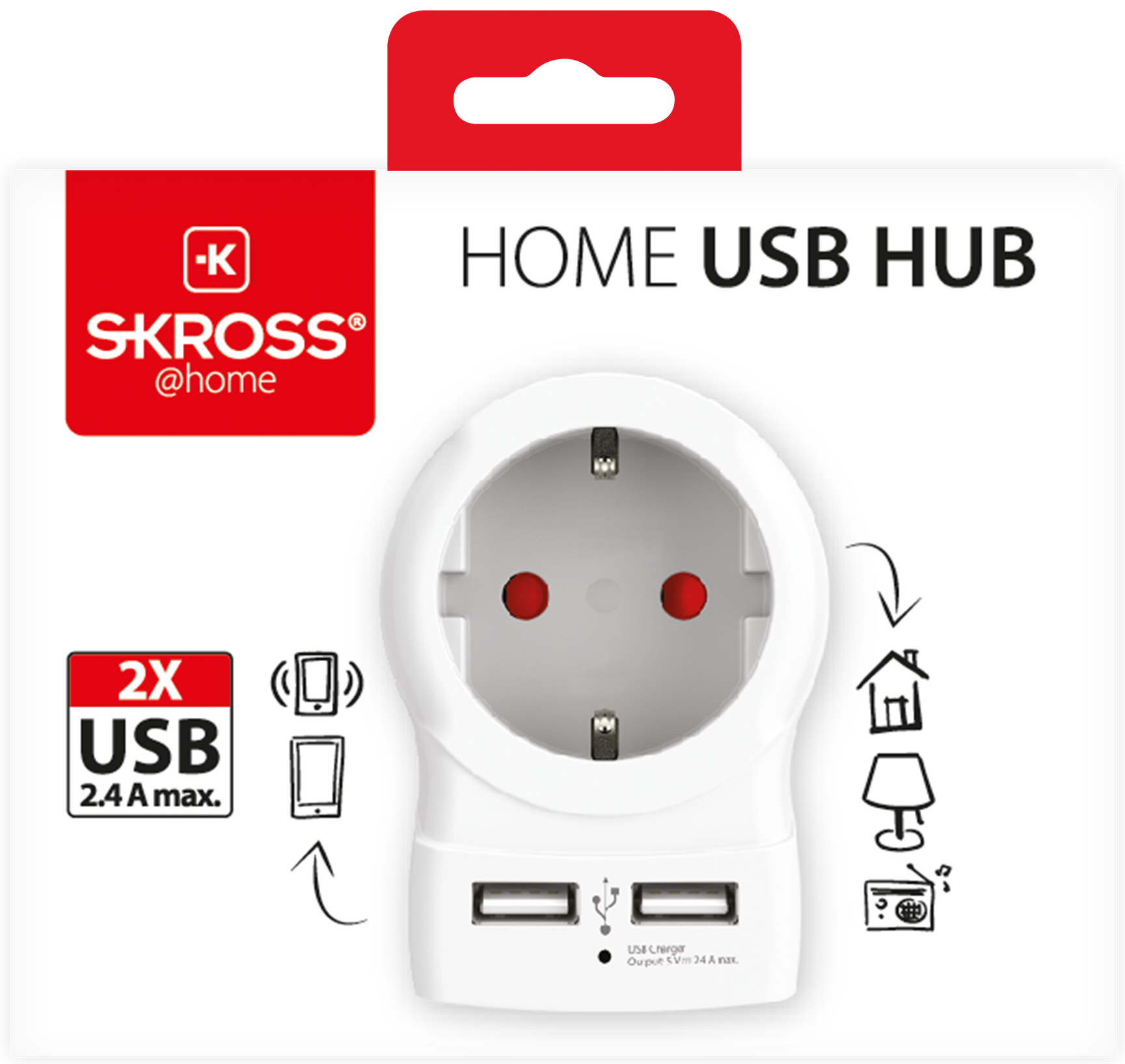 Skross 3-Pole Europe to Europe Home USB HUB Packaging