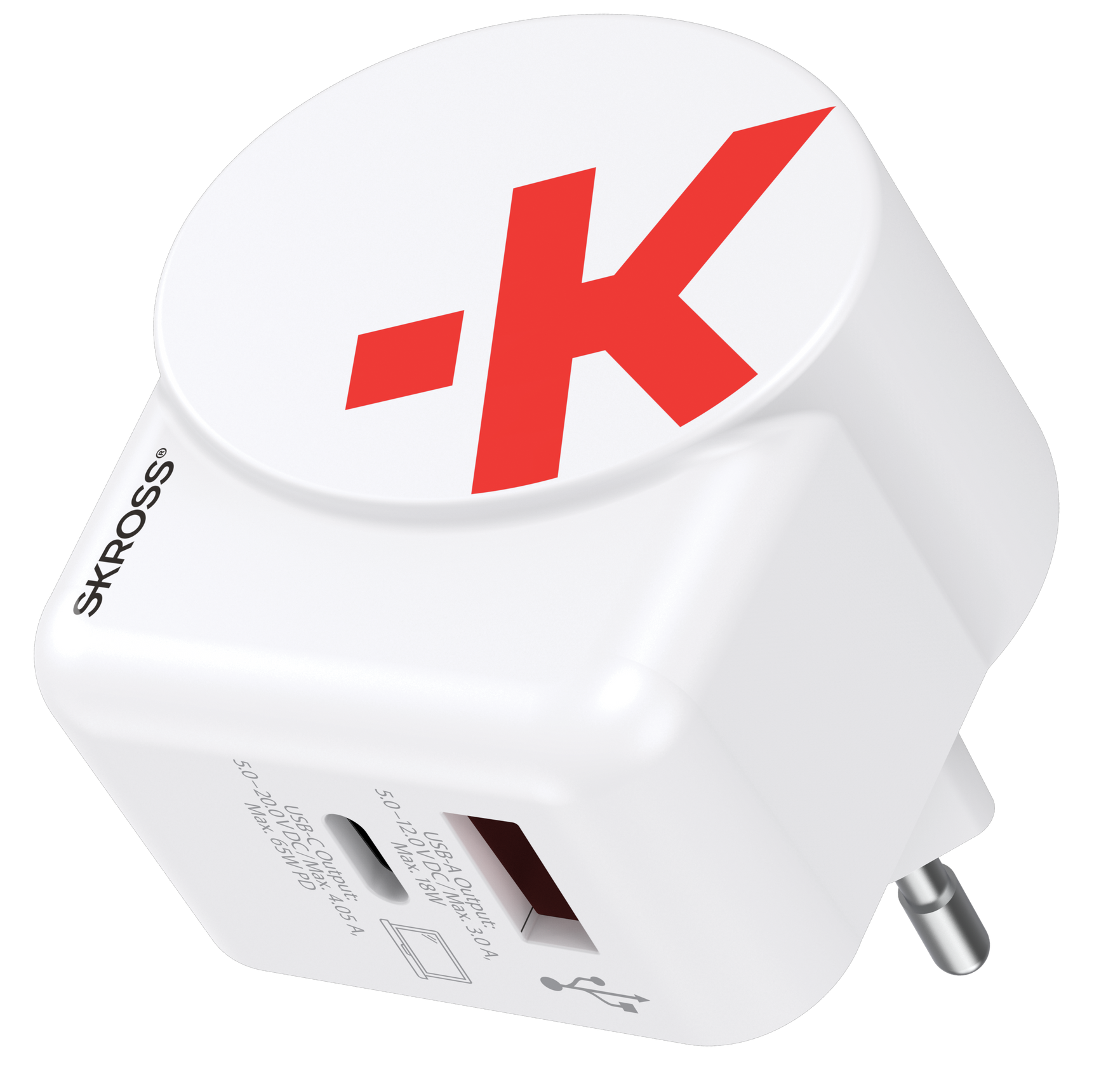 Skross power delivery Europe USB Charger AC65PD angled