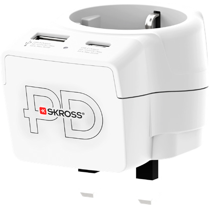 Skross Europe to UK USB AC20PD travel adapter underside