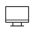 A black and white icon of a computer monitor on a white background.