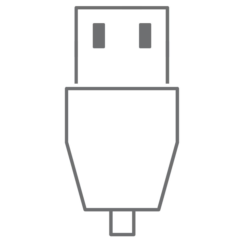 A drawing of a usb cable with two holes in it.