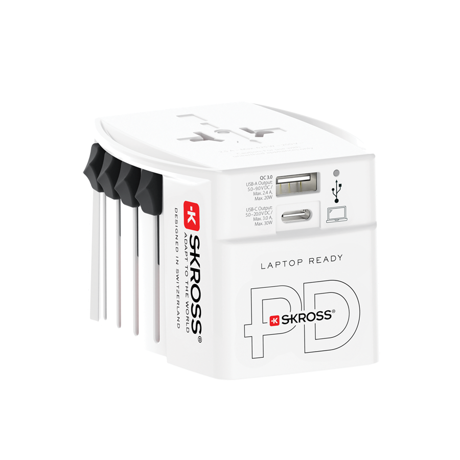 30W worldwide travel adapter in white