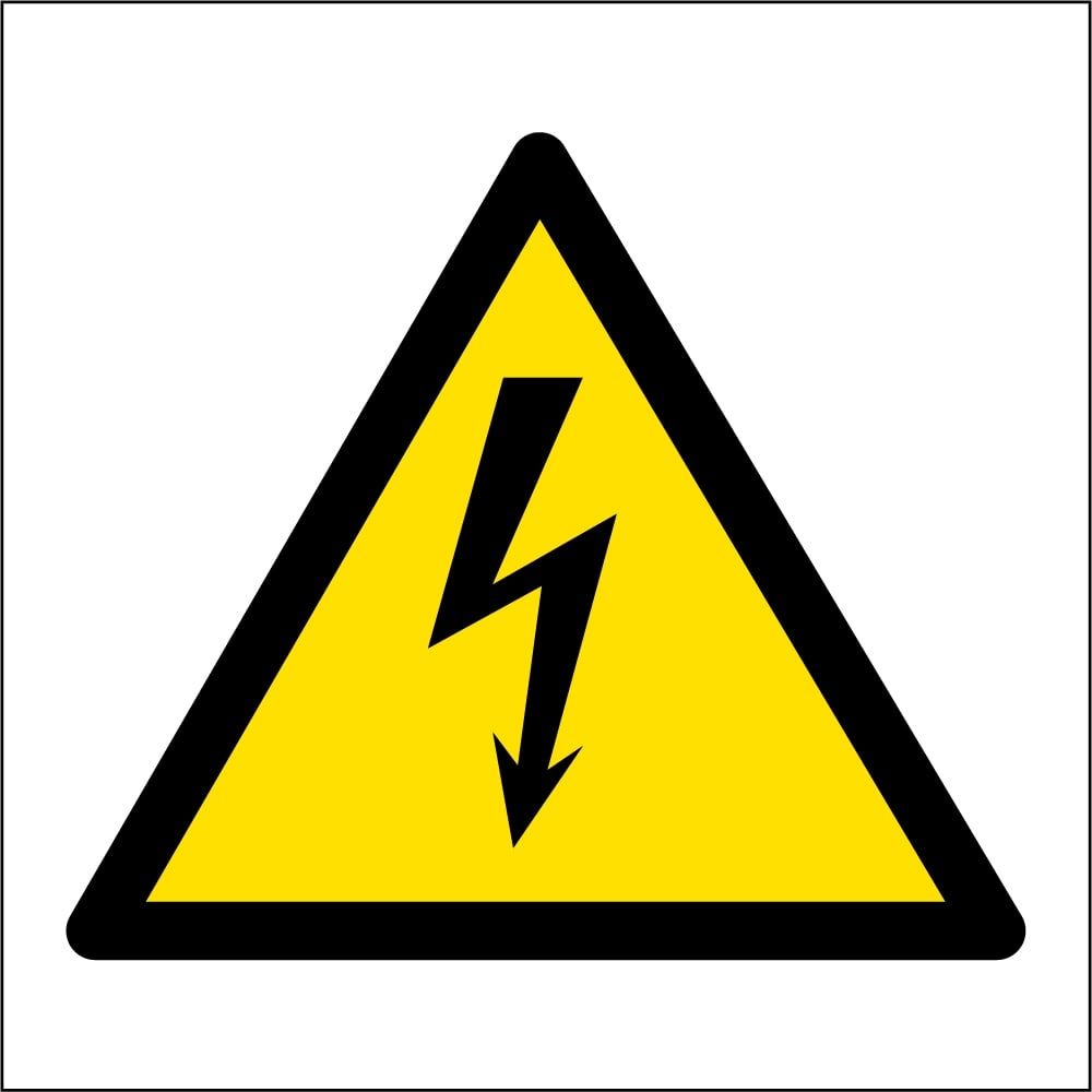 a yellow triangle with a black lightning bolt on it electrical danger