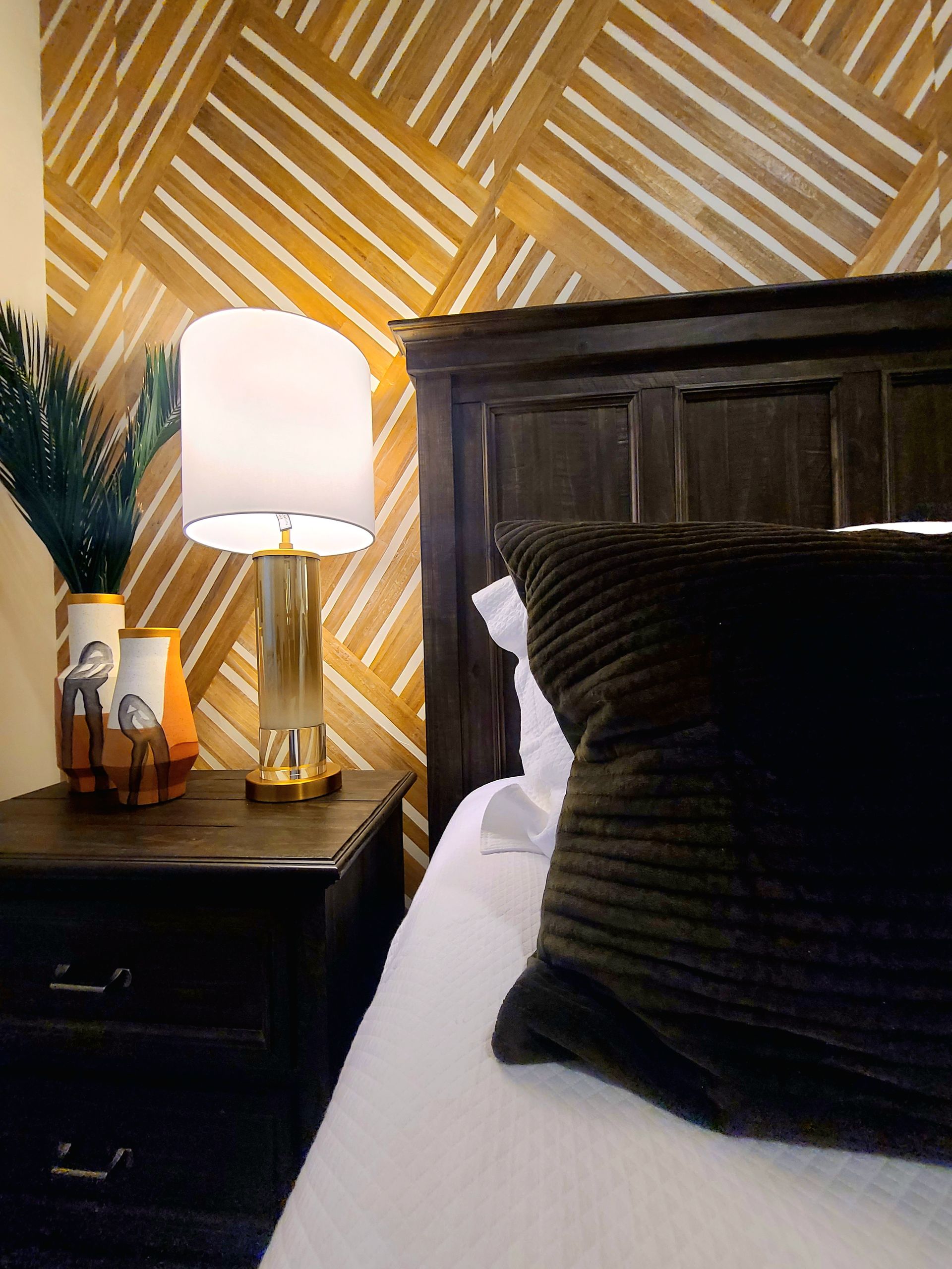 lamp shade with plants beside