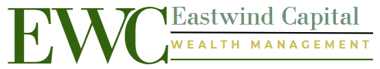 The logo for eastwind capital wealth management is green and white.