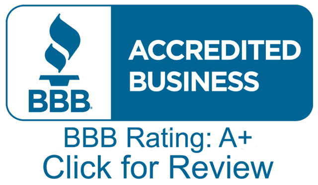 A bbb logo that says accredited business click for review