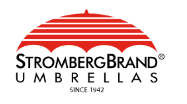 The logo for stromberg brand umbrellas since 1942
