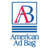The logo for american ad bag is blue and red.
