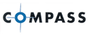 The word compass is written in black and blue on a white background.