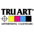 The logo for tru art advertising calendars is a colorful logo with a target.