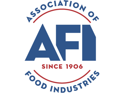 The logo for the association of food industries is black and white.