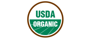 A usda organic logo with a field in the background