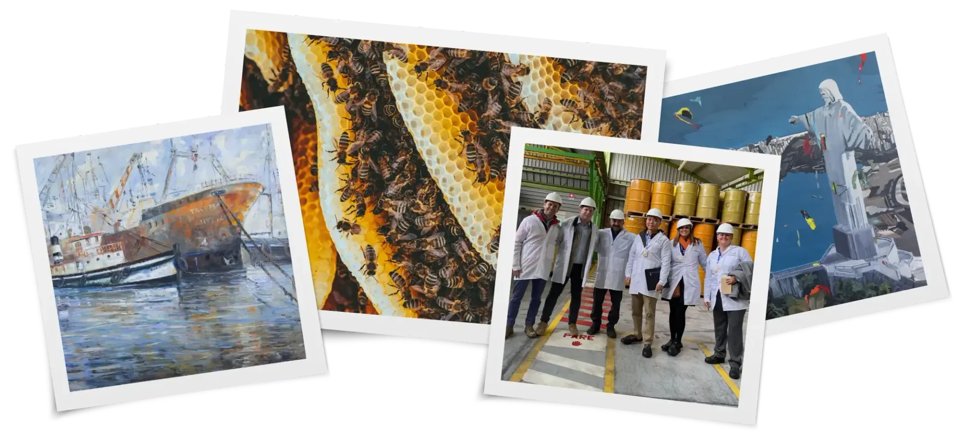 A group of people standing next to each other in front of a beehive.