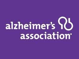The alzheimer 's association logo is on a purple background.