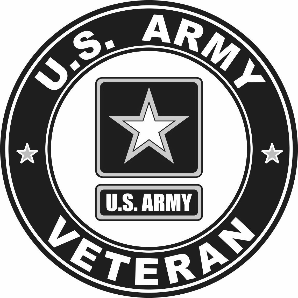 A black and white logo for a u.s. army veteran