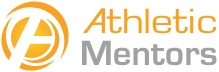 The logo for athletic mentors is orange and gray.