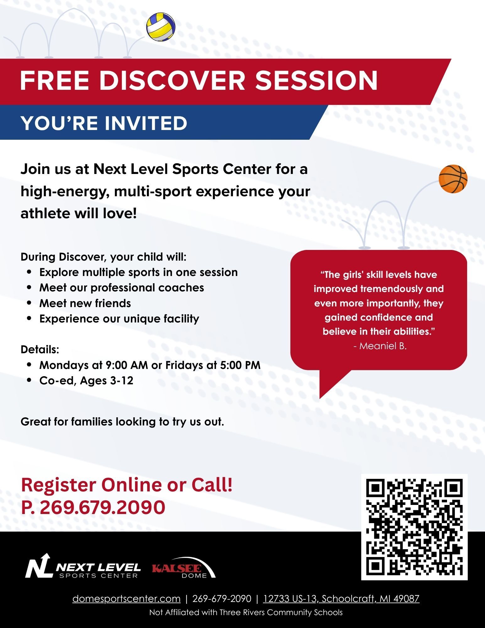 Flyer for a free, co-ed youth multi-sport