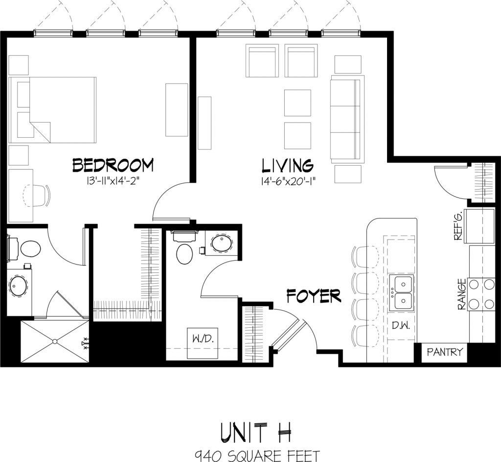 Unit H Floor Plan | Varsity House
