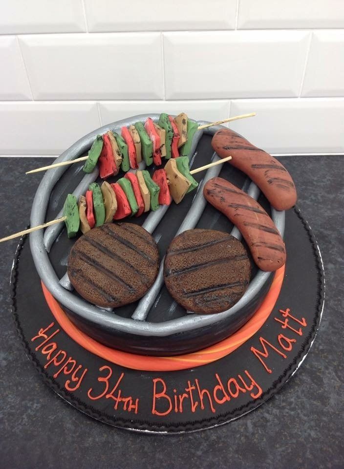 barbecue theme 34th birthday cake