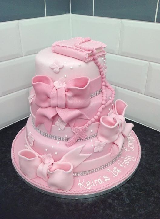 pink Holy Communion cake