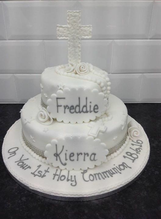white Holy Communion cake