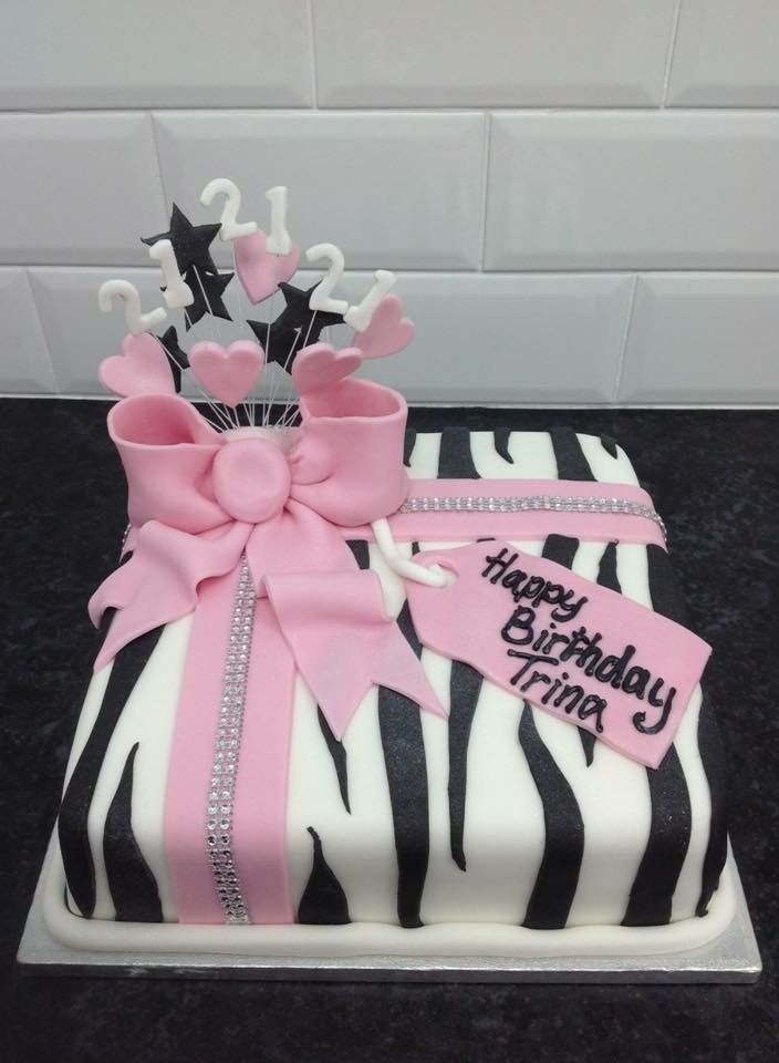zebra print 21st birthday cake