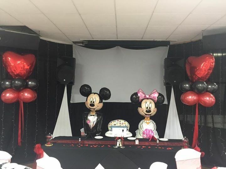 Mickey and Minnie bride and groom balloons