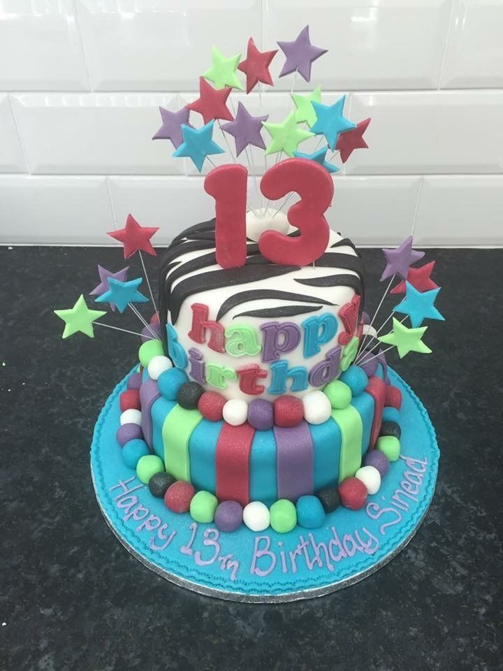 rainbow 13th birthday cake