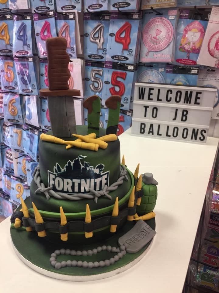 Fortnite themed cake