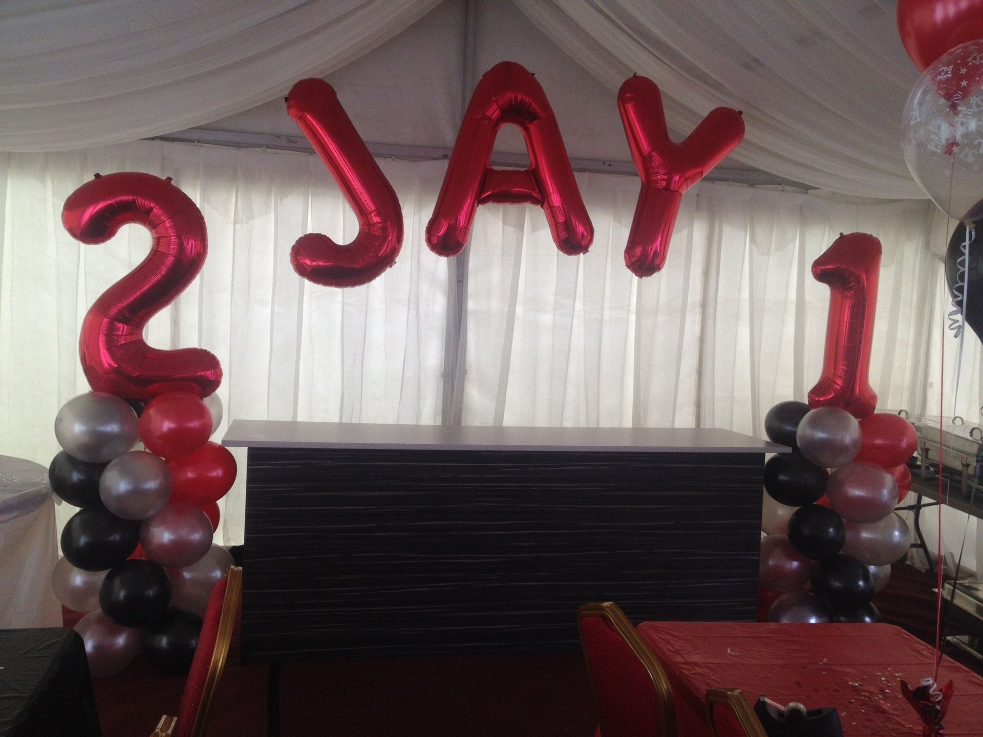 balloons spelling Jay