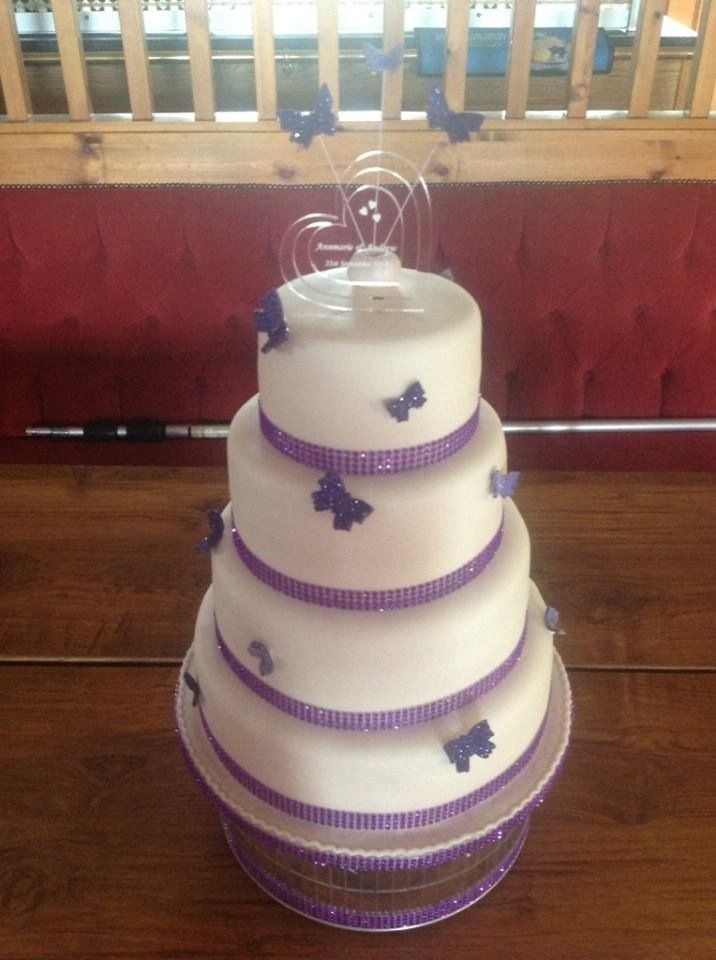 purple butterfly themed cake