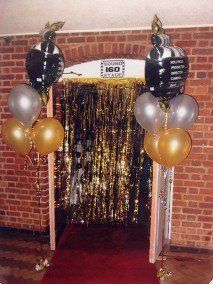 party entrance with streamers and balloons