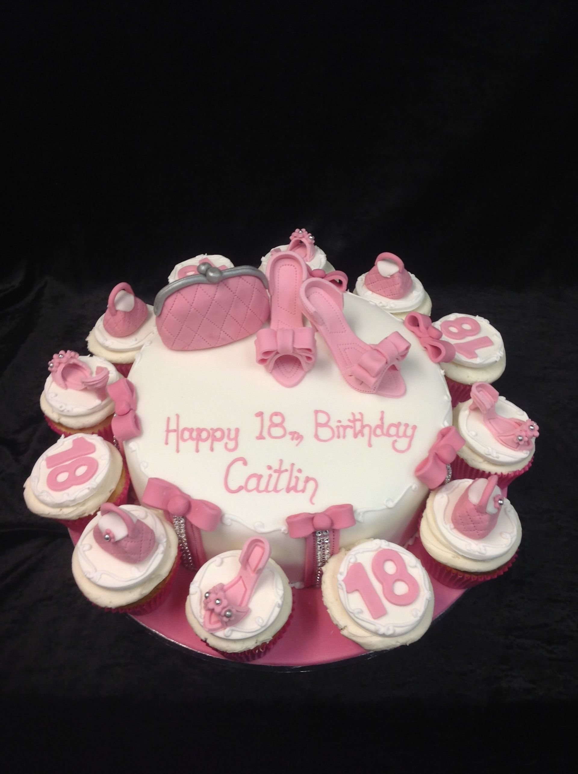 18th birthday cake with cupcakes