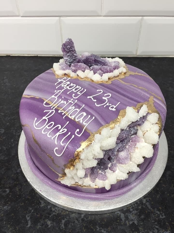 purple geode 23rd birthday cake