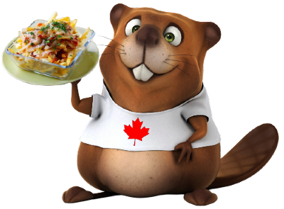 Beaver holding Poutine
