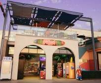 A store front with a sign that says ice on it