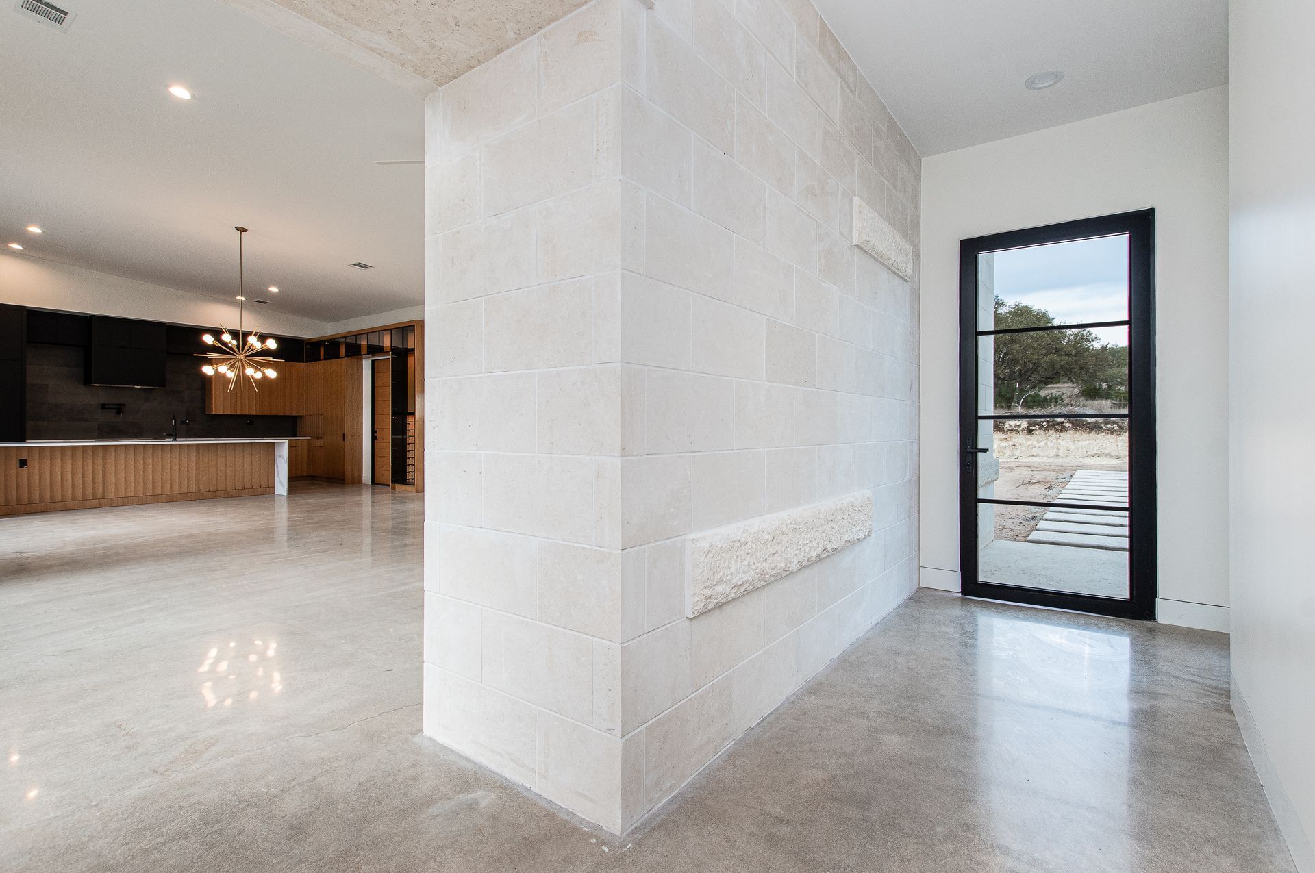 There is a large window in the middle of the room.