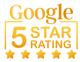 A google 5 star rating logo with five stars