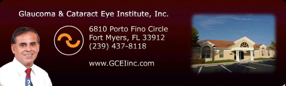 A man stands in front of a sign for the glaucoma and cataract eye institute