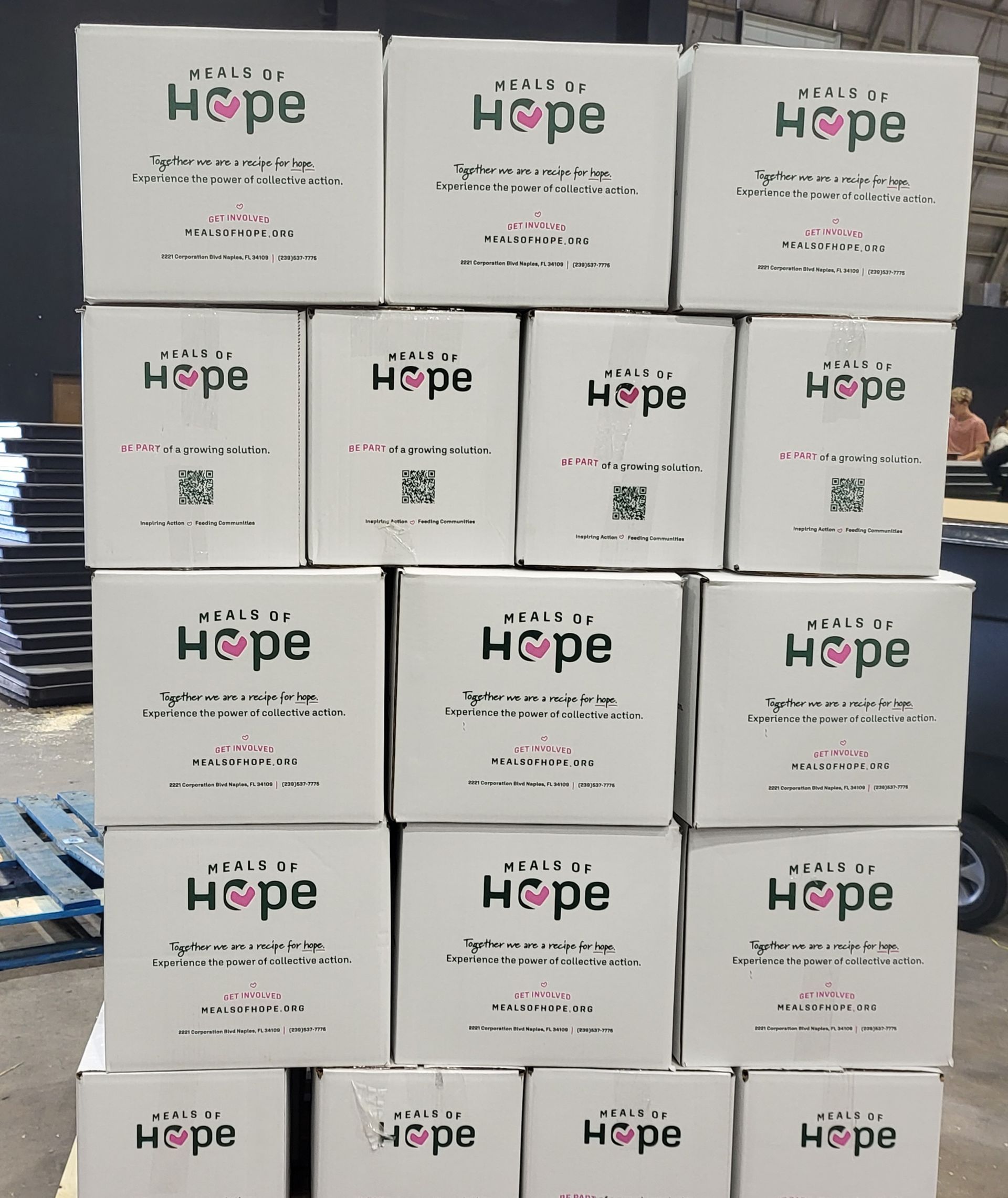 Stacked boxes labeled 