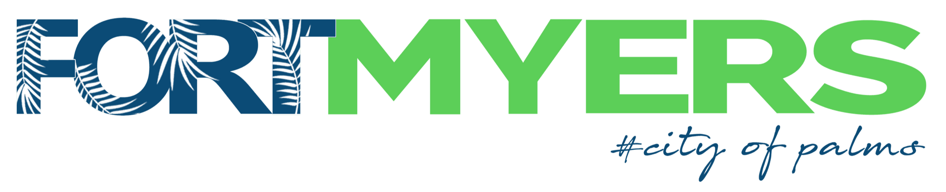 A green and blue logo for fort myers