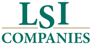 The logo for lsi companies is green and white.
