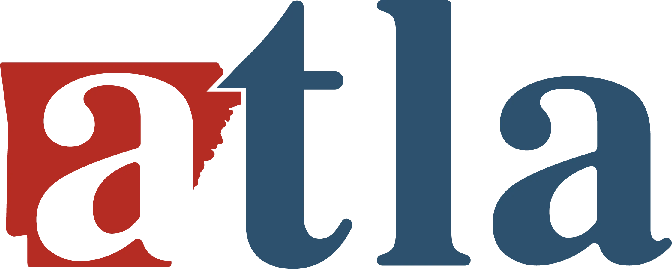 The word atlas is written in red and blue on a white background.