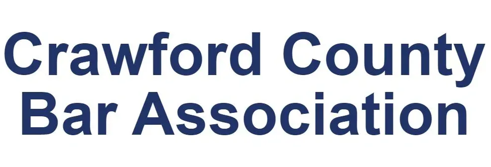 The logo for crawford county bar association is on a white background.