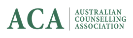Australian Counselling Association logo in green and gray text with stylized ACA initials