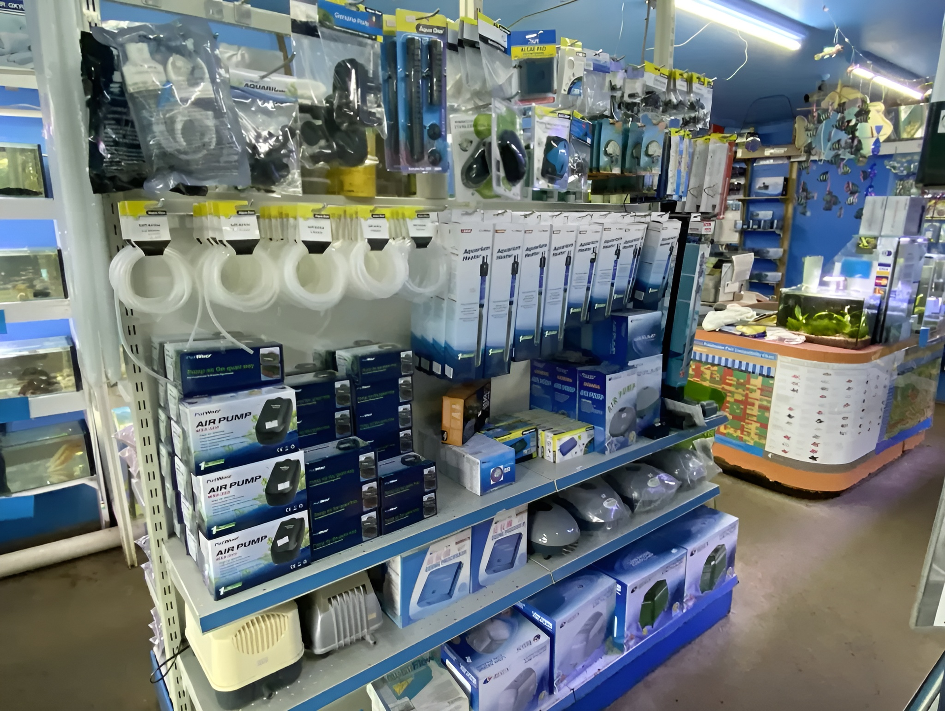 Shelves Stocked with Aquarium Supplies in A Pet Store — Summerland Aquarium in Wollongbar, NSW