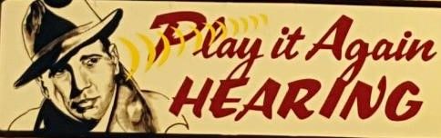 A vintage-style illustration of a man in a fedora next to the red-text sign: